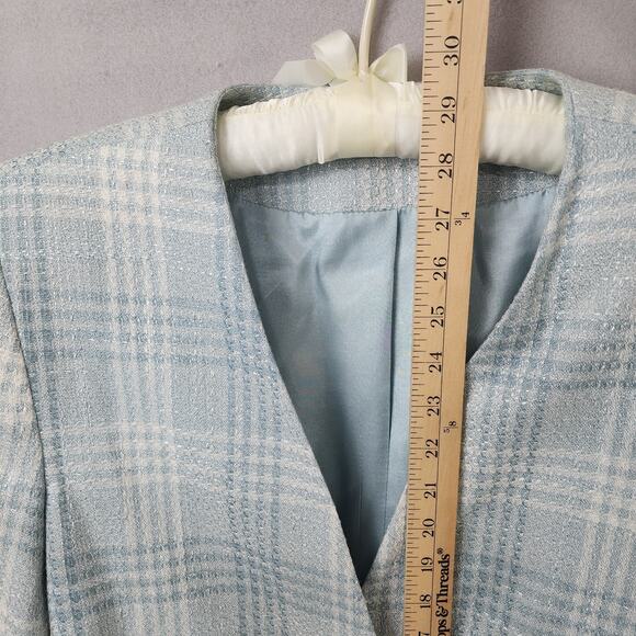 Alfred Dunner Plaid Blazer & Skirt Set Light Blue Size 12 - Picture 7 of 12